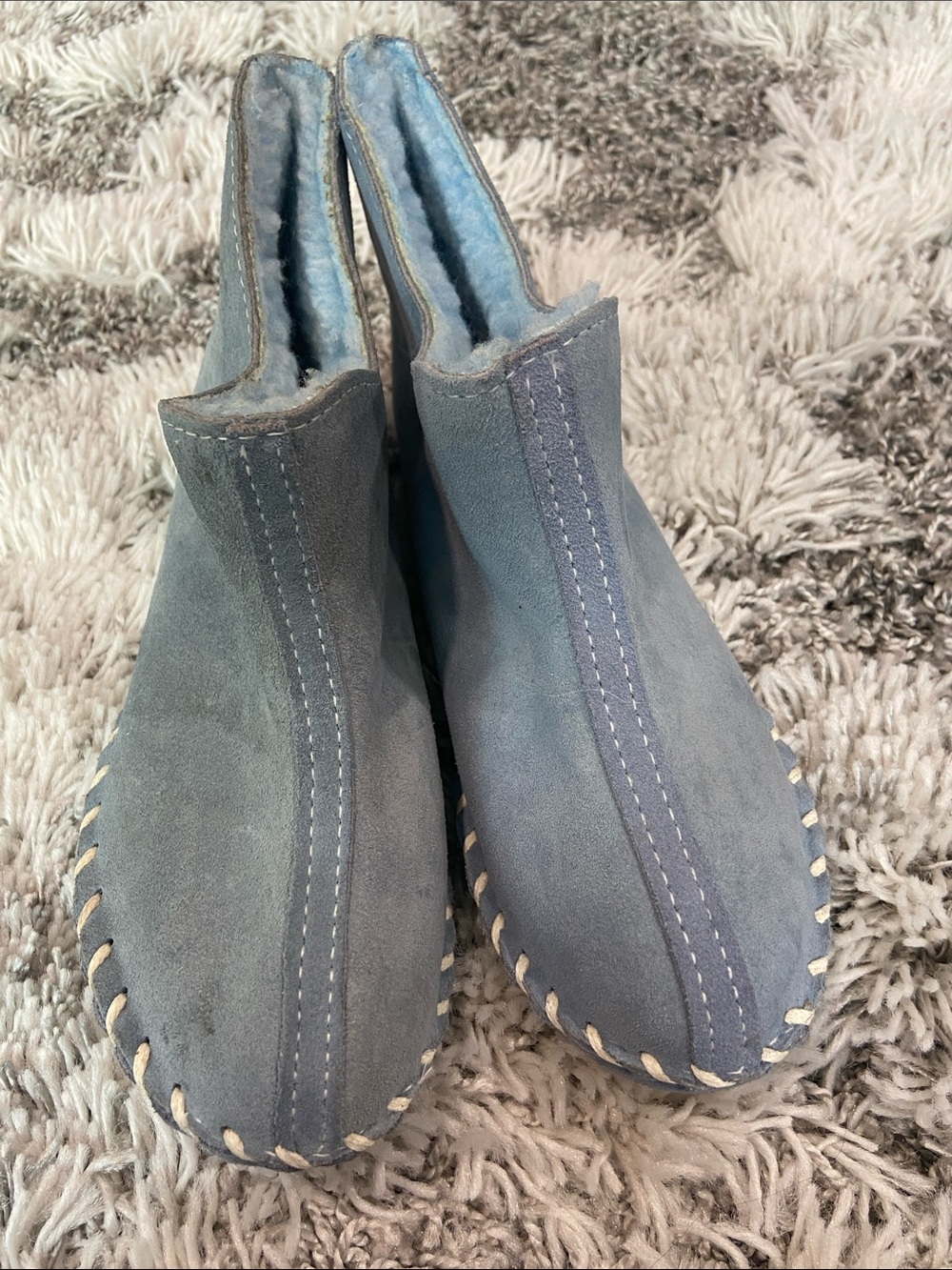 Sioux Mox Plush Blue Suede Women's Slip-On Slippers size 6